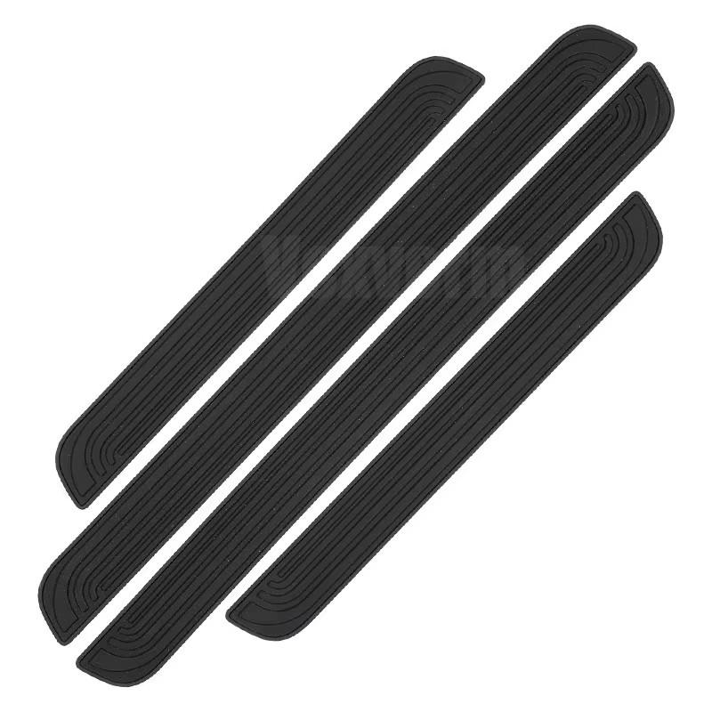 4pcs Car Door Plate Protector Stickers Rubber Durable Car Sticker Sill Scuff Cover Anti Scratch Decal Door Plate Protector