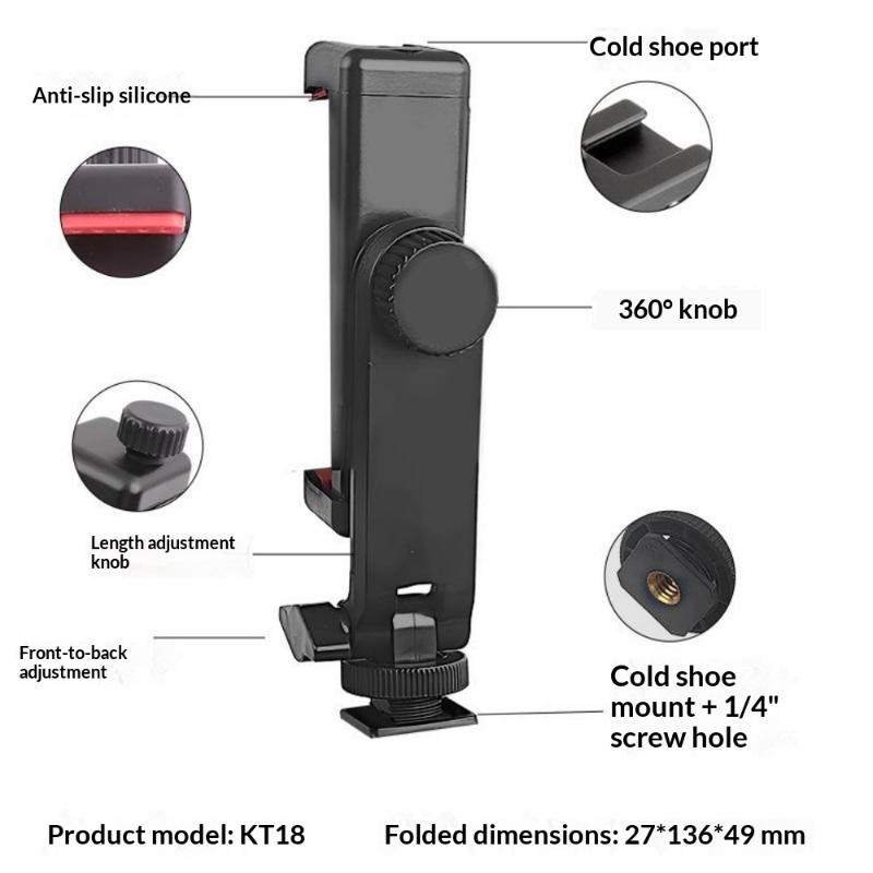 1Pcs Smartphone Clip Holder Tripod Phone Mount With 1/4 Inch Screw For Mobile Cellphone Recording Clamp Support