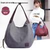Large Capacity Canvas Tote Bag with Three-Layer Pockets - Ladies' Casual Shoulder Handbag
