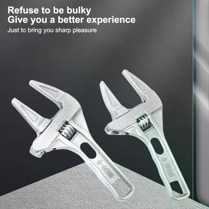 Mini Adjustable Multifunctional Wrench - Large Open End Strong Clamping Spanner for Bathroom Repair Tools