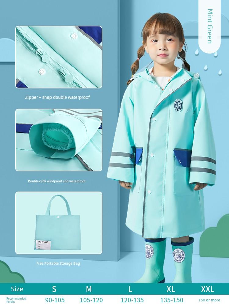 Lemon Baby Children's Raincoat for Girls and Boys, Specifically Designed for Elementary School Students, with a Backpack Compartment, Rain Poncho