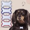 Pet Diamond Edge Dogs Tag Bone Shaped Anti Loss Jewelry Metal Pink Pendant Blue