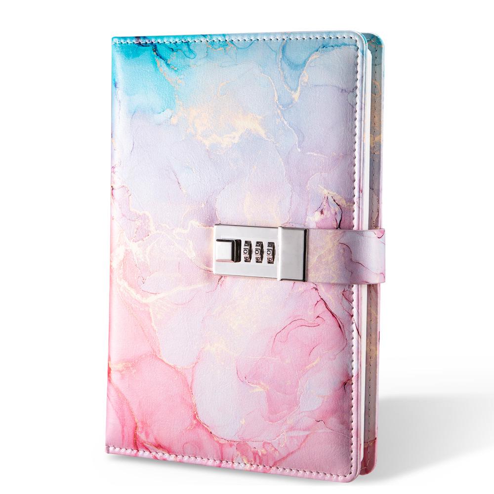 Marble Pattern Password Lock A5 Notebook Diary