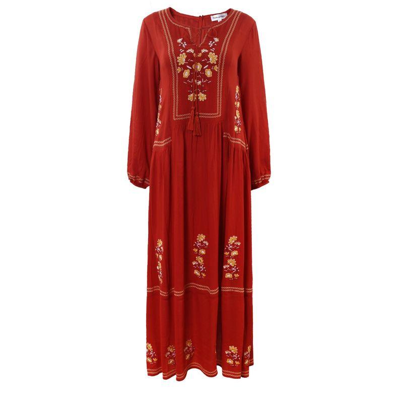 

Праздничное красное платье в европейском и американском стиле с вышивкой и антибликовым эффектом Red M