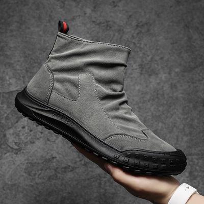 Herren 2023 Herbst High-Top Martin Stiefel aus schwarzem Leder: Lässiger, schmutzabweisender und rutschfester Arbeitsschuh
