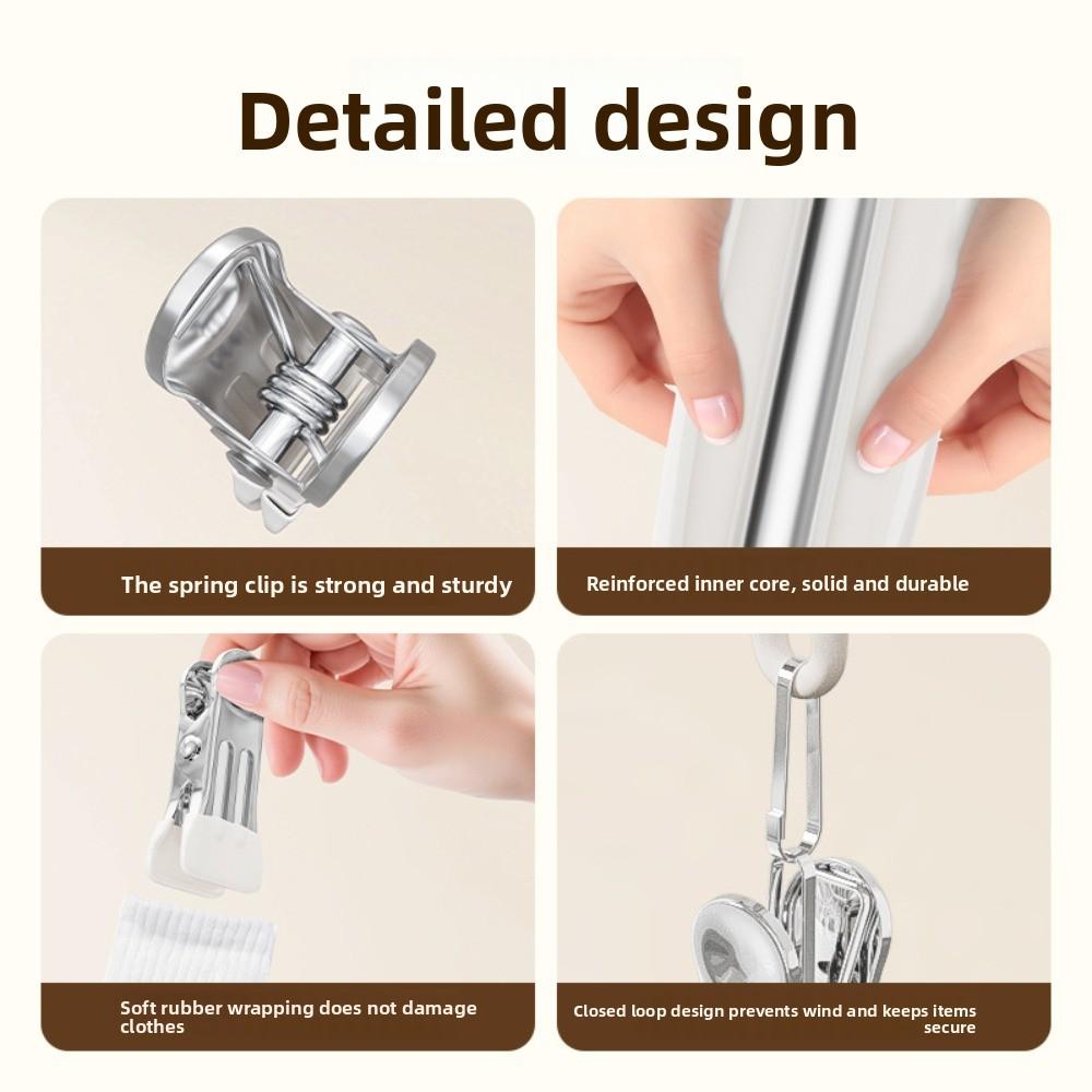 Windproof Clothes Drying Rack Stainless Steel Socks Underwear Clips Hat Rack  for Home Dormitory