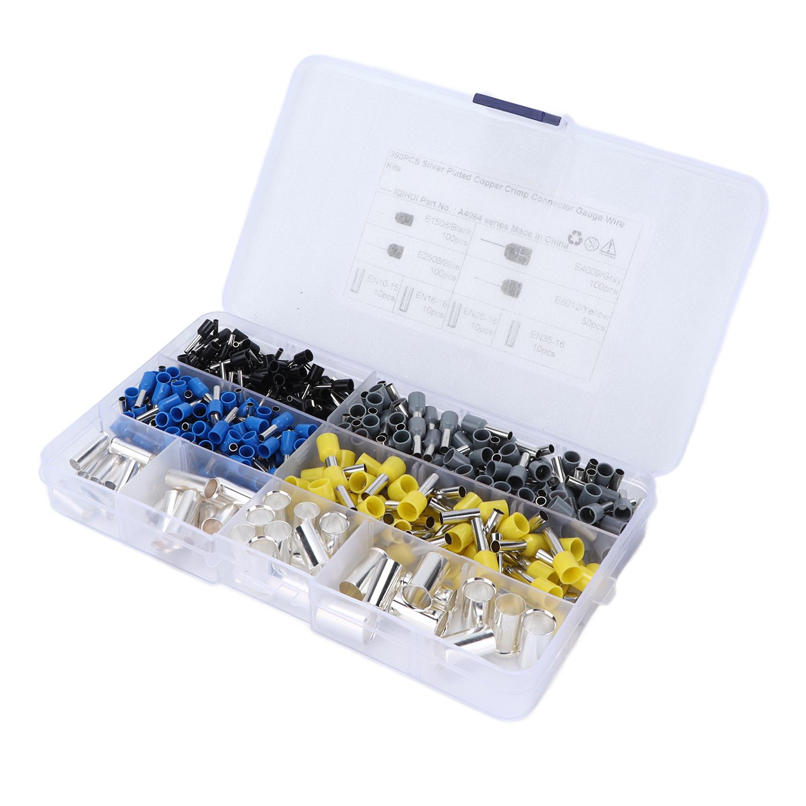 

390 Pcs Crimp Wire Ferrule Kits Anti Corrosion Quick Installation Terminals Connector Sleeves for Cables Electricians