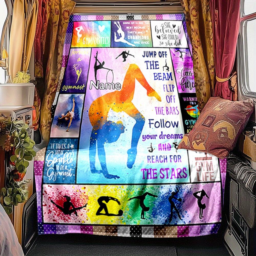 Gymnast Artwork Blanket Personalized Name Soft Comfortable Stylish Blanket Car Blanket Perfect For Travel Camping Outdoor Home Suitable For All
