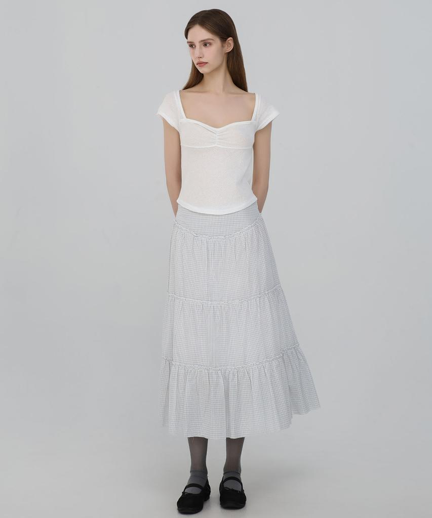 CHICKS Heart Neck Short Sleeve Ivory