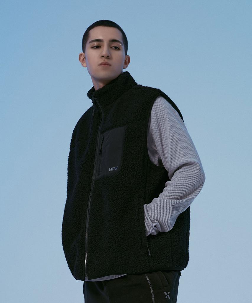Mfav Utility Puff Bag Fleece Vest Black