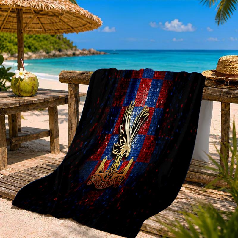Crystal Palace Crest Design Beach Towel Microfiber Beach Towel, Lightweight and Quick-Dry, for Summer Travel, Swimming Pool Fan Birthday Gift