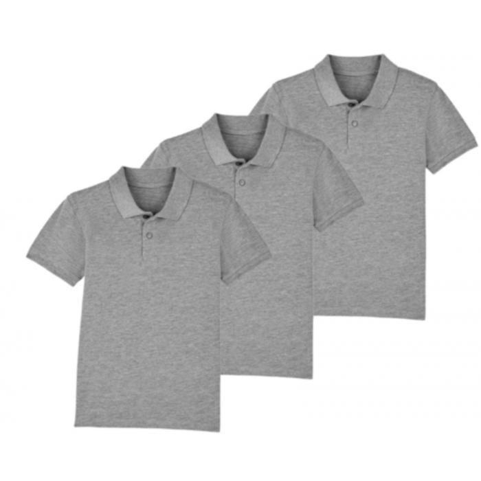 Grey Short-sleeved Children's Polo Shirt ( Lot 3 ) - - Grey