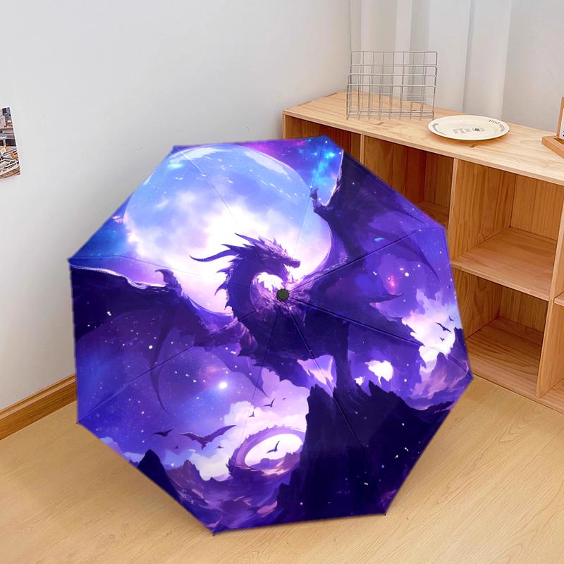 

1 PC Automatic Folding Umbrella - dragon with wings Pattern, Portable & Foldable Design with 8 Ribs, Christmas Birthday Gifts