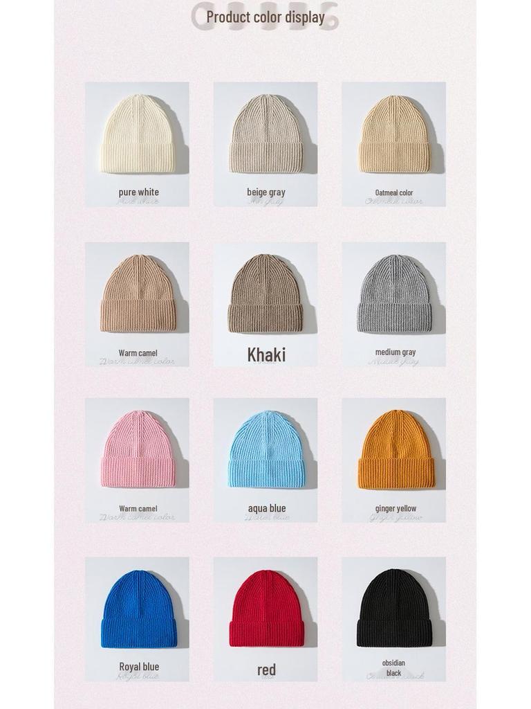 2025 Autumn/Winter Unisex Thick Knit Wool Hat - European & American Inspired Korean Style