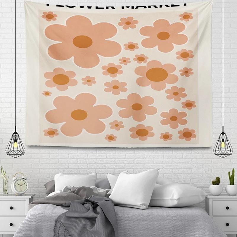 Office Living Room Tapestry Simple Flower Cartoon Hanging Cloth Home Wall Decoration Tapestry