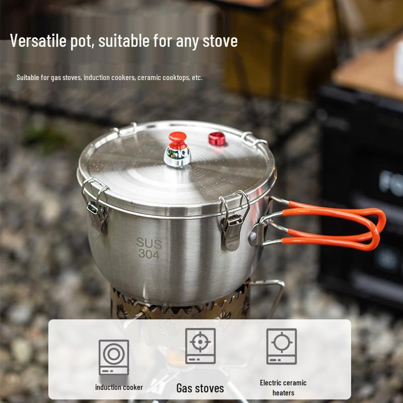Stainless Steel Portable Outdoor Pressure Cooker - Multi-functional and Explosion-Proof for Camping