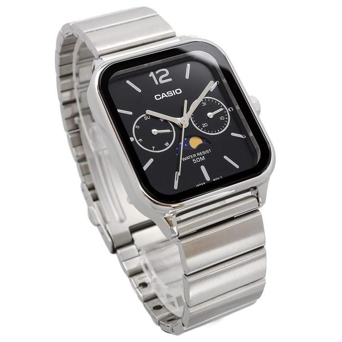 Casio Standard Moon Phase Analog Men's Watch MTP-M305D-1AV, Metal Band, Black