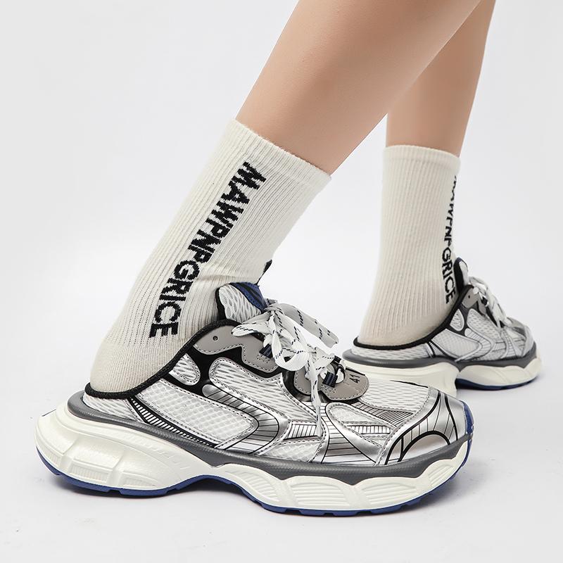 Wygodne Męskie i Damskie Modne Buty Męskie Outdoor na Grubej Podeszwie Buty Siatkowe Sportowe Casualowe Buty Boardowe Paryż Para Pół-Klapki