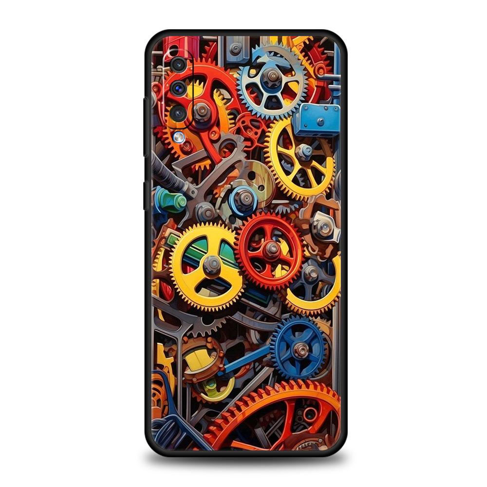 

Phone Case for Samsung Galaxy A56 A36 A26 A06 A16 A24 A36 A54 A14 A42 A22 A20 A12 A10 5G Soft TPU Shell Mechanical Gear Pattern Samsung A70