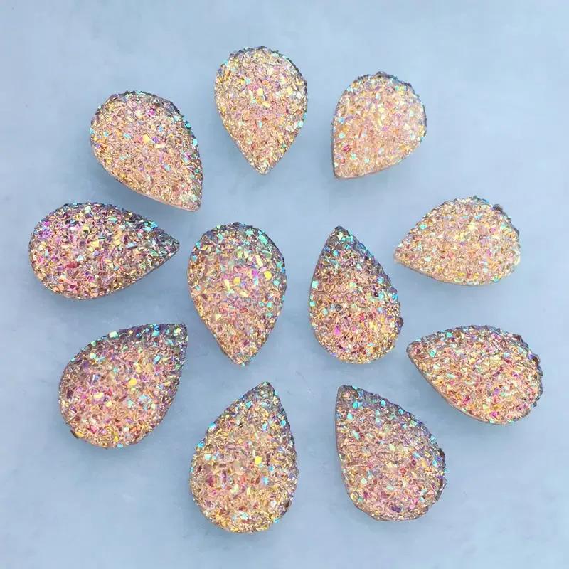 20pcs 11.5*17mm Natural ore Style Flat back Resin Rhinestones Cabochons For Bracelet Earrings accessories -HA77