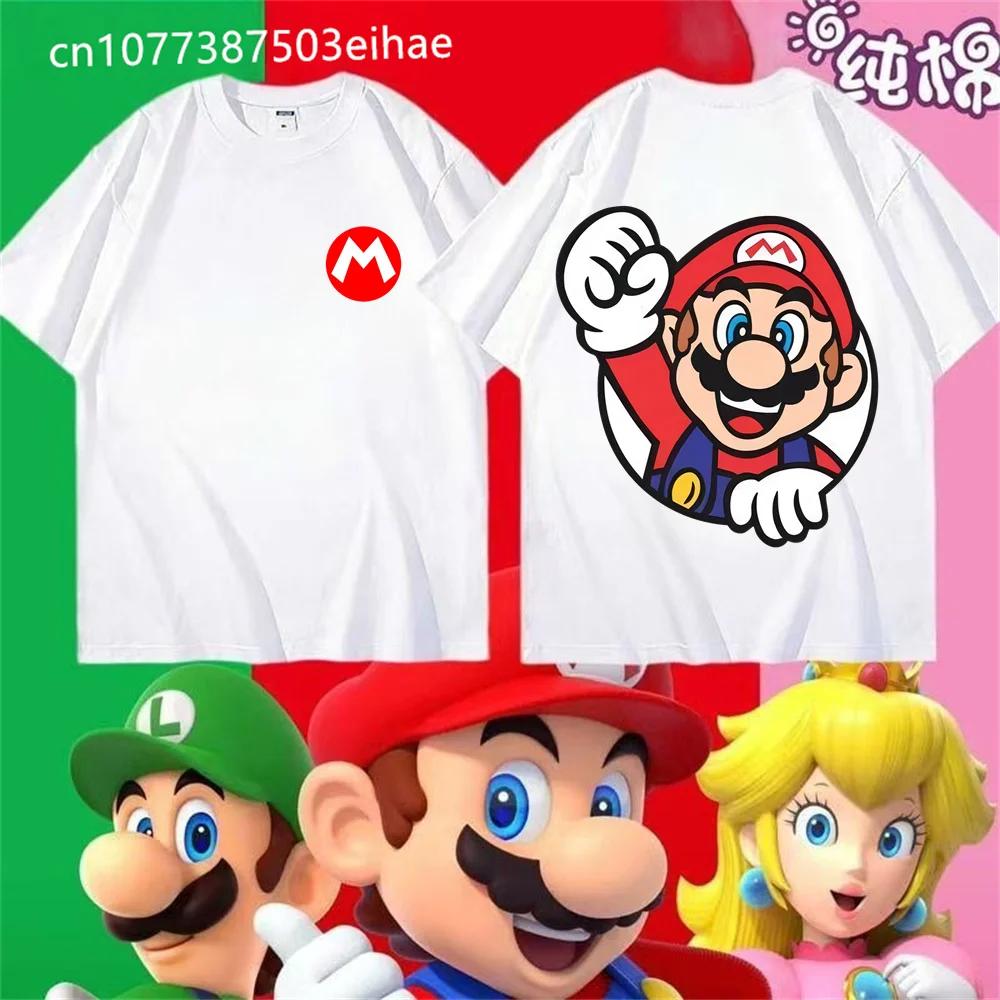 2026 New Manga Super Mario Oneck Tshirt Mens and Womens Casual Breathable Summer Printed Role Playing Top Tshirt