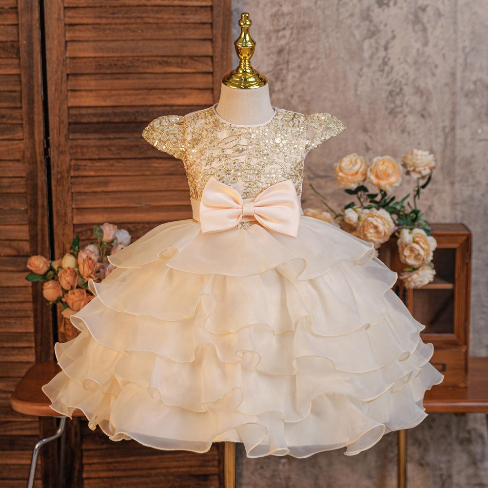 Dívčí šaty Stereoskopická růže Princeznovské šaty Vícevrstvá síťovina Pom Pom Pom Šaty pro družičku na svatbu Oblíbené šaty malé dívky Šaty