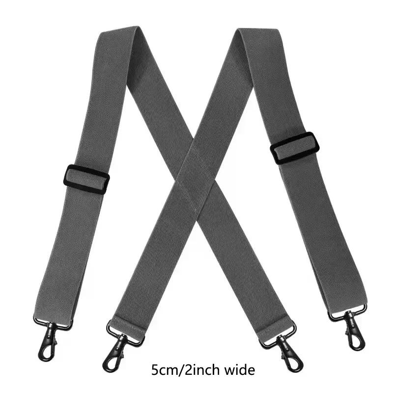 Heavy Duty Work Suspenders for Men X-Back Gripper Clasps Adjustable Strap Fully Elastic Adult Widen Men's Suspender