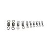 500PCS High Carbon Steel Rolling Barrel Fishing Swivels 4# 6# 8# 10# 12# Heavy Duty Fishing Bearing Swivels Mini Black