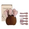 Käsemesser & Gabel Geschenkset mit Akazienholzsockel - 6-teiliges Buttermesser-Set