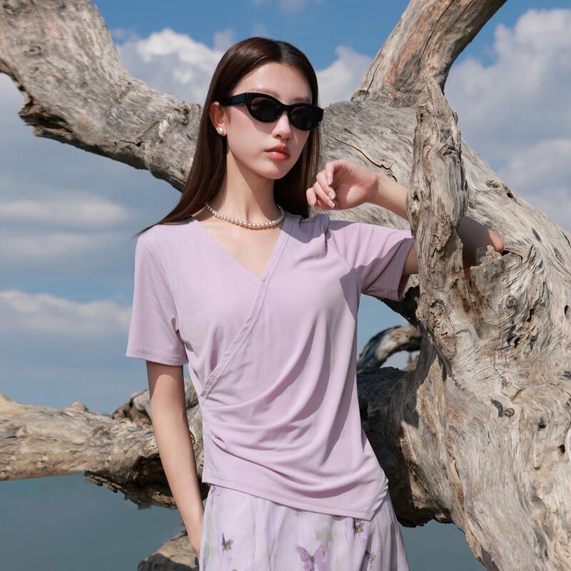 

Women s V-neck Ribbed Short Sleeve T-shirt L 165/92B