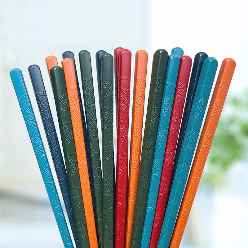 Chui Xi Da Japanese Style Alloy Chopsticks - 5 Mixed Colors, Ivy Design (15 Pairs)