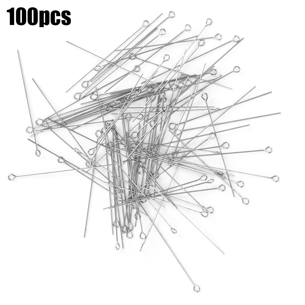 Stainless Steel Fishing Bait Eye Pins Long Needle Flatlock Findings Accessories(50mm )
