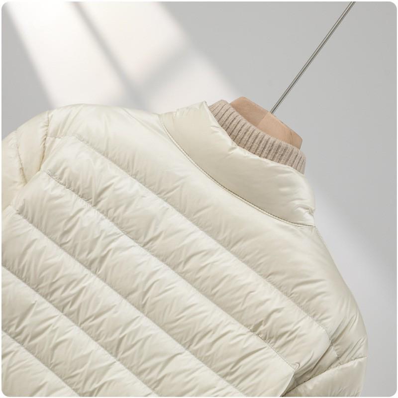 Womens Slim Fit Short Down Jacket With Stand Collar Lightweight Casual