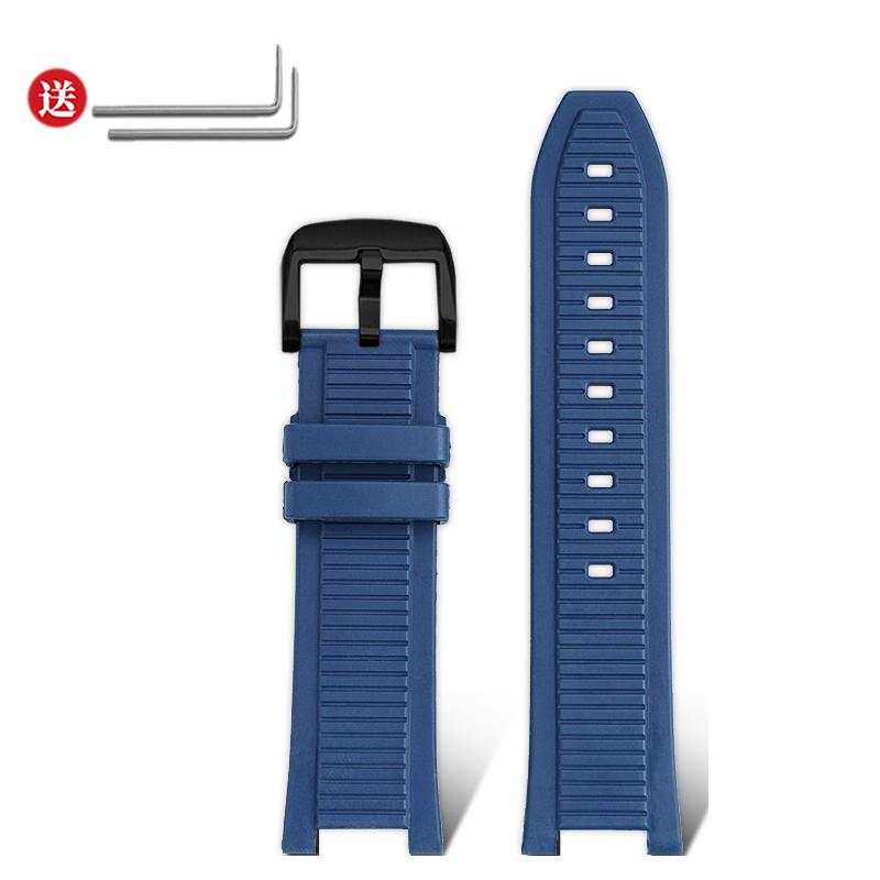 High Quality Rubber Watch Strap For TISSOT 1853 T141 Series T141.417A Silicone Strap Concave Design 24mm Waterproof Wristband
