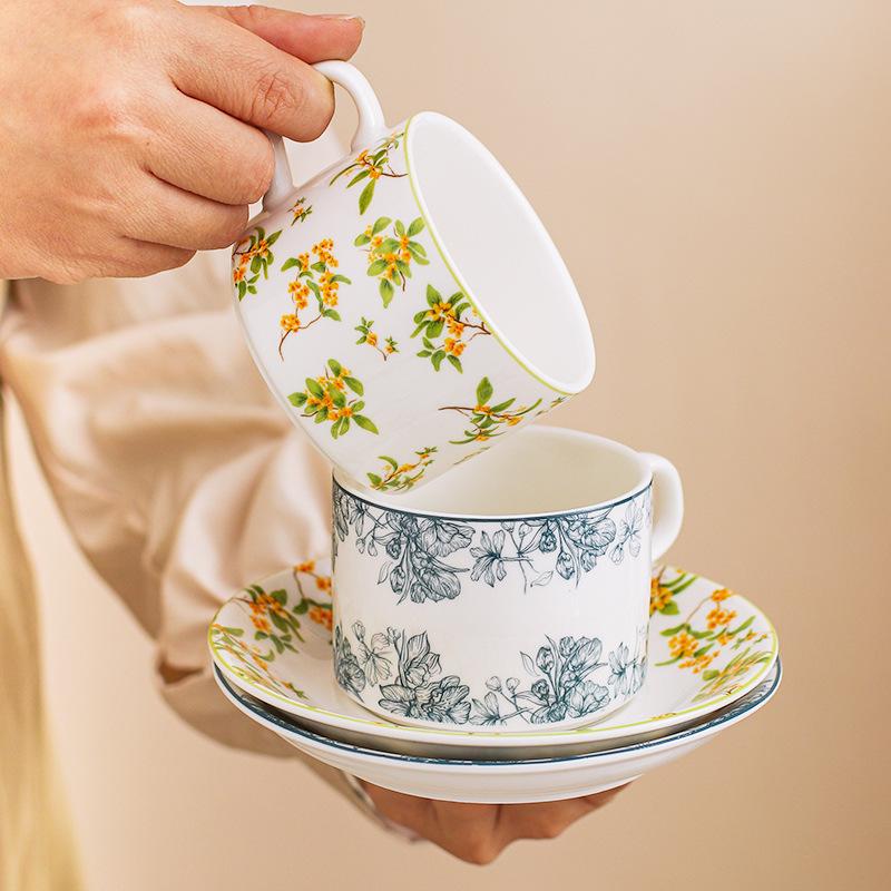 Gift Box Set 150ML Flower Ceramic Espresso Coffee Cup Tea Milk Drinking Cups with Handle Mug for Office Novelty Gift
