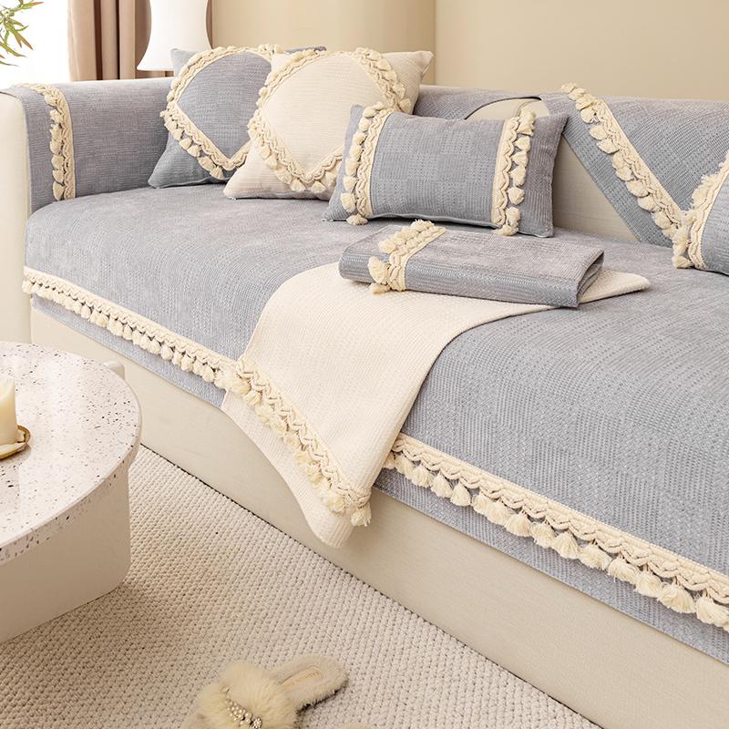 

Высококачественная диванная подушка из синели, универсальный простой чехол для четырех сезонов, нескользящий чехол для дивана, три сиденья, одна императорская наложница, лето 70*70cm