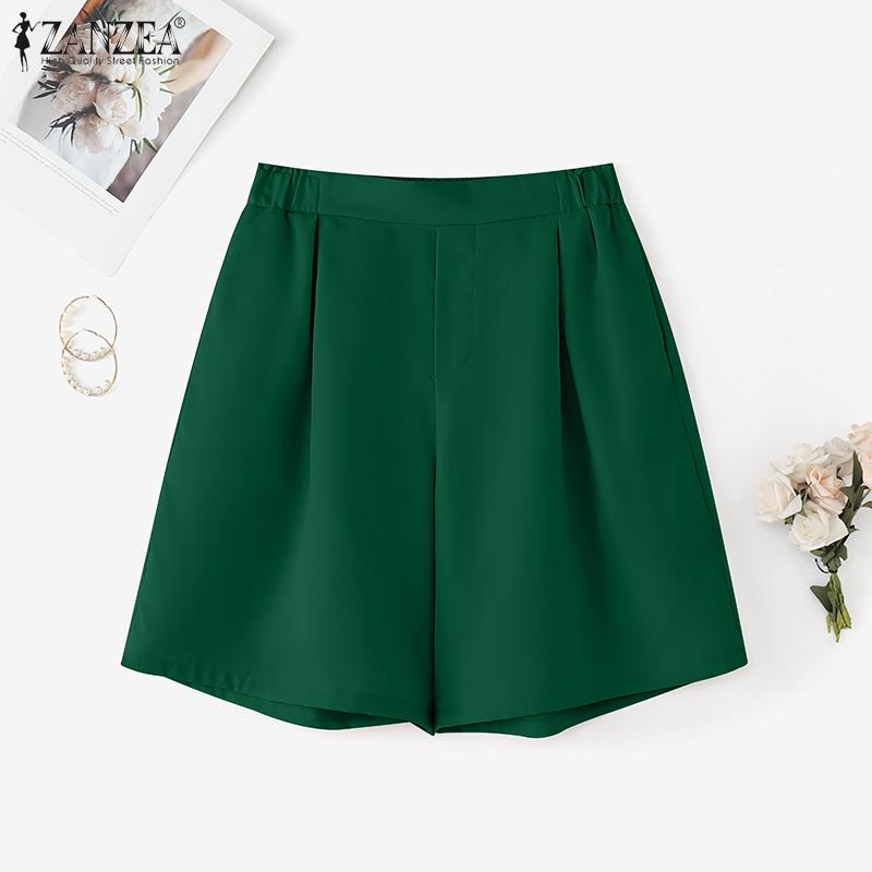 ZANZEA Women Casual Back Elastic Waist Loose Summer Short Pants