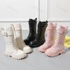 Children Knee Length Boots   Autumn British Kids Zipper Comfortable Non Slip Solid Color Long Boots Girls Princess Boots