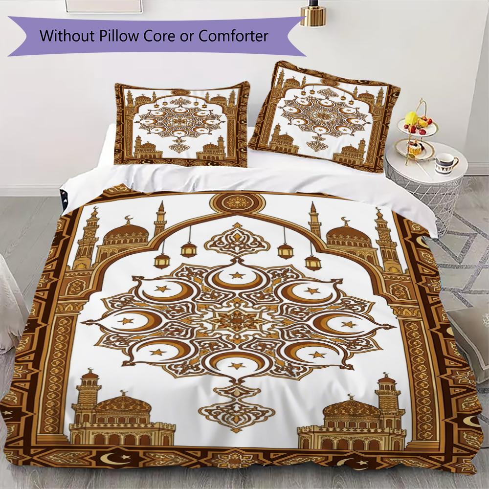 Muslim Pattern Bedding uilt Set uilt Cover Pillowcase Home Decoration Birthday Gift (1 * duvet cover + 2 * pillowcase  without core)126