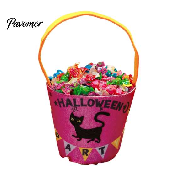 Großer Süßigkeitenspender Halloween Süßes oder Saures Eimer für Kinder, Kürbisgesicht Geist Fledermaus Katze Rollenspiel Requisiten Snackkorb, mit Griff Party
