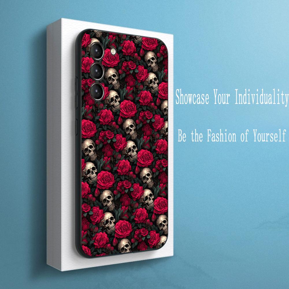 American skull retro fashion design Phone Case For Samsung Galaxy S25 S24 S23 S22 S21 S20 Plus Ultra Note20 Soft Black