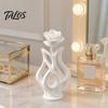 Elegancka Różana Dekoracja Domu Rzeźba Drukowana 3D, Pusty Wazon Figurka Artystyczna Kwiatowa z Matowym Wykończeniem, Ornament na Stół w Przedpokoju Minimalistyczny Biurko dla