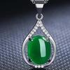 Elegant Copper-Plated Silver Necklace with Imitation Agate Teardrop Pendant and Fashionable Clavicle Chain