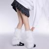 Polainas de Piel Artificial para Mujer Estilo Lolita Japonés Otoño e Invierno Calcetines de Punto Negros y Blancos Polainas para Mujer