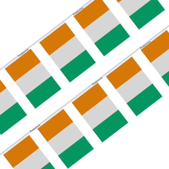 Guirlande Drapeau - Côte d'Ivoire - 20 Pièces - 14 X 21 Cm - Polyester - Extérieur
