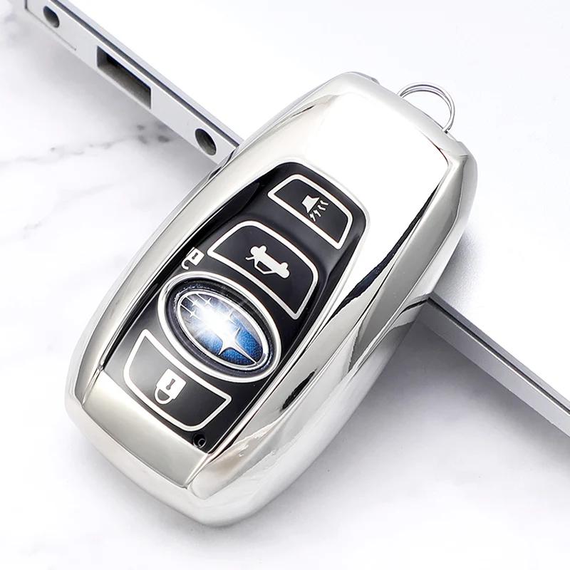 

Car Smart Key Cover Case Bag Shell Holder Fob for Subaru BRZ Forester Impreza STi WRX XV Crosstrek Legacy Outback 2015-2019 срібний