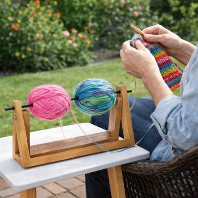 Rotating Wool Storage Rack Detachable Frame Handmade Yarn Spool Organizer Wooden Yarn Ball Stand Tailoring Supplies
