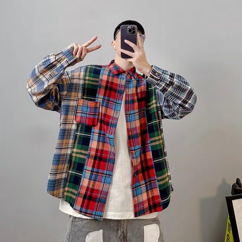 2024 Letter Long Sleeve Shirt Japanese Hong Kong Style Ins Loose Shirt Boys Summer Trendy Versatile Casual Coat