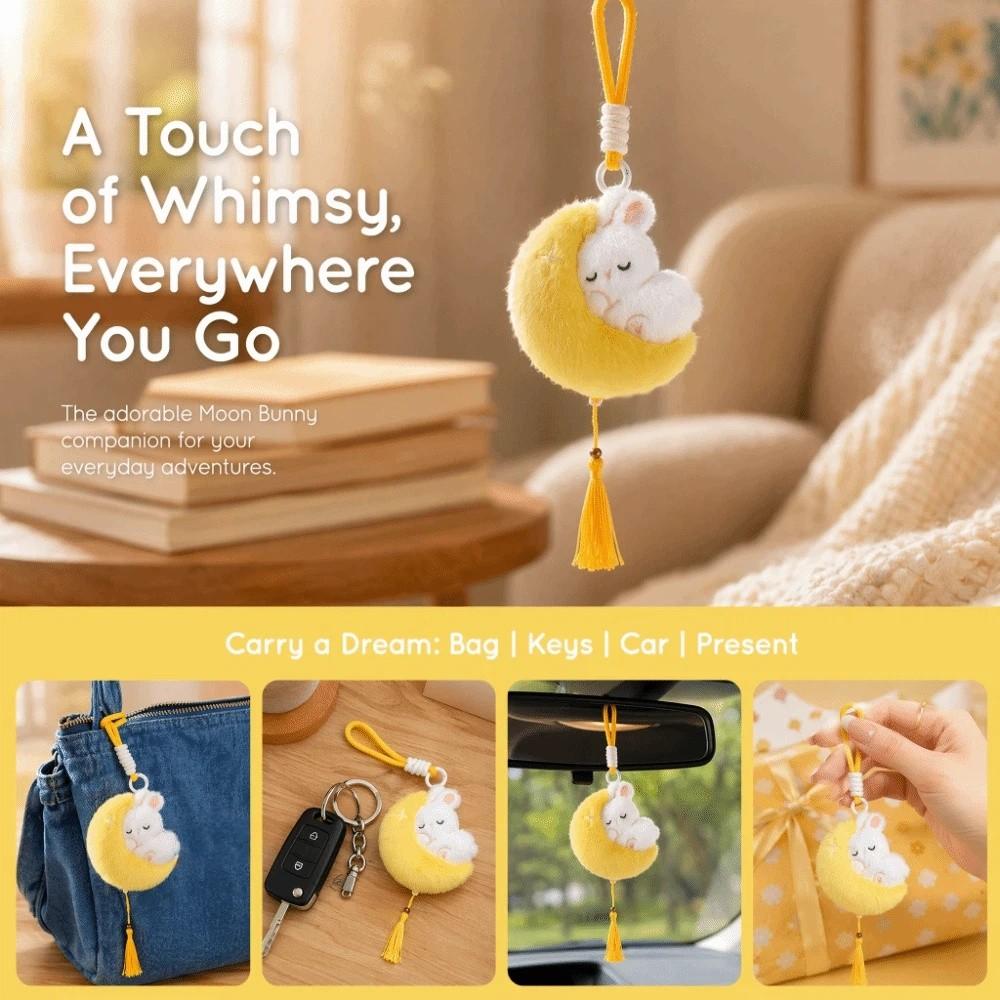 Doll Moon Bunny Pendant Auspicious Plush Rabbit Key Ring Mid-Autumn Key Chain Kids/Children