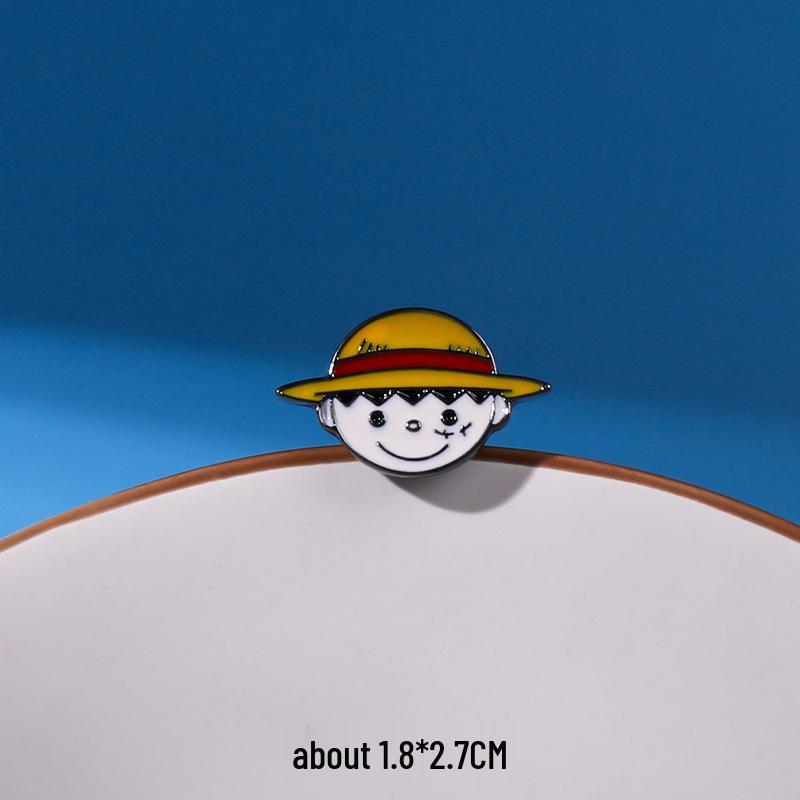 One Piece Luffy Straw Hat Brooch: Cute Cartoon Pin for Students & Fans